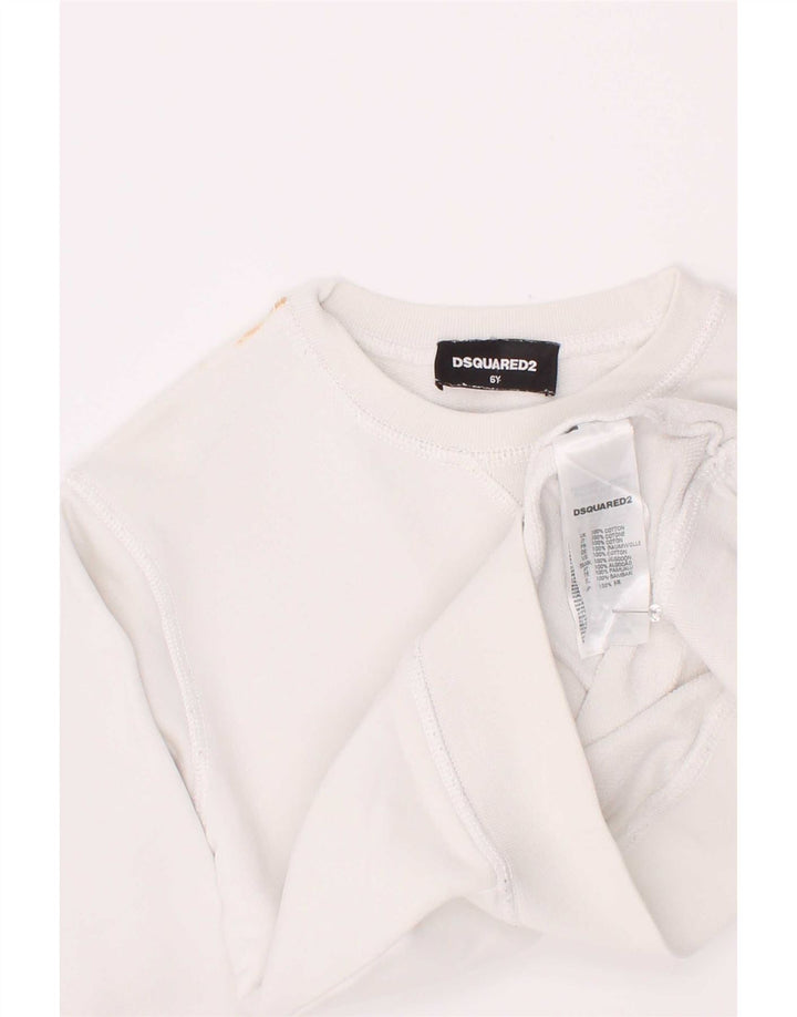 Dsquared2 Girls Graphic Sweatshirt Jumper 5-6 Years White Cotton