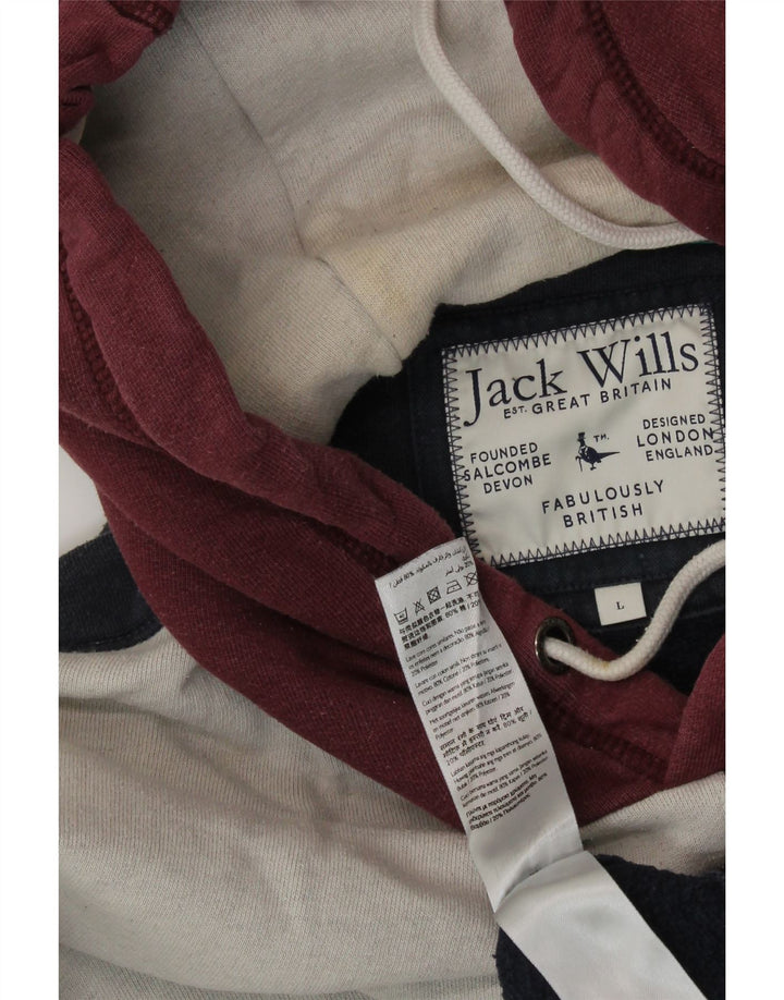 JACK WILLS Mens Graphic Hoodie Jumper Large Multicoloured Colourblock