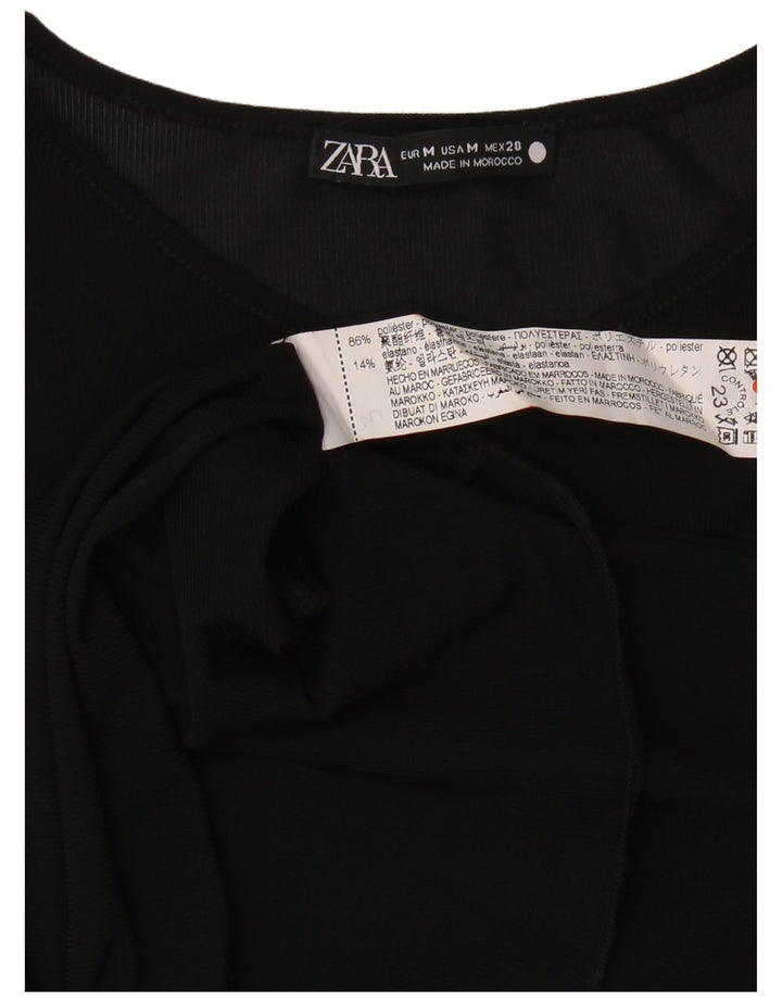 Zara Womens Top Long Sleeve UK 14 Medium Black Polyester