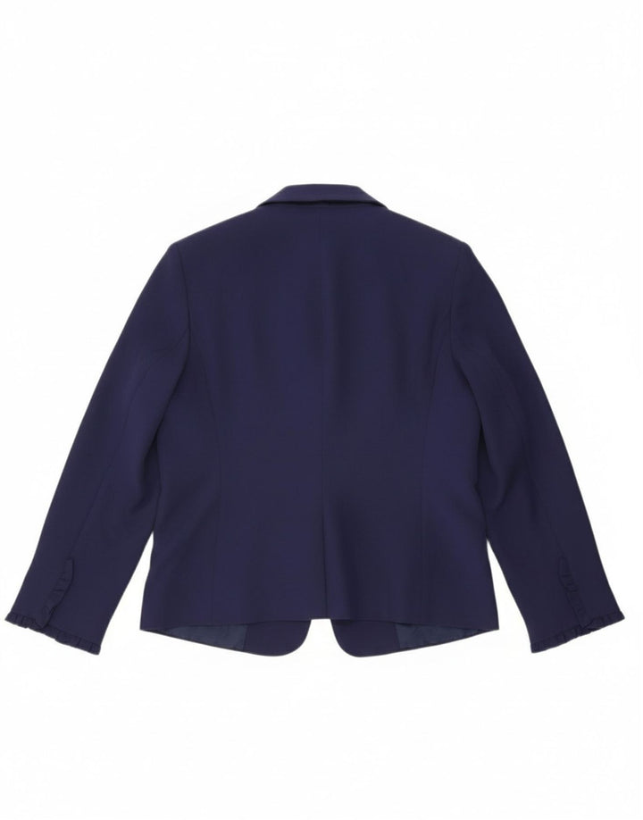OASIS Womens 1 Button Blazer Jacket UK 12 Medium Navy Blue Polyester