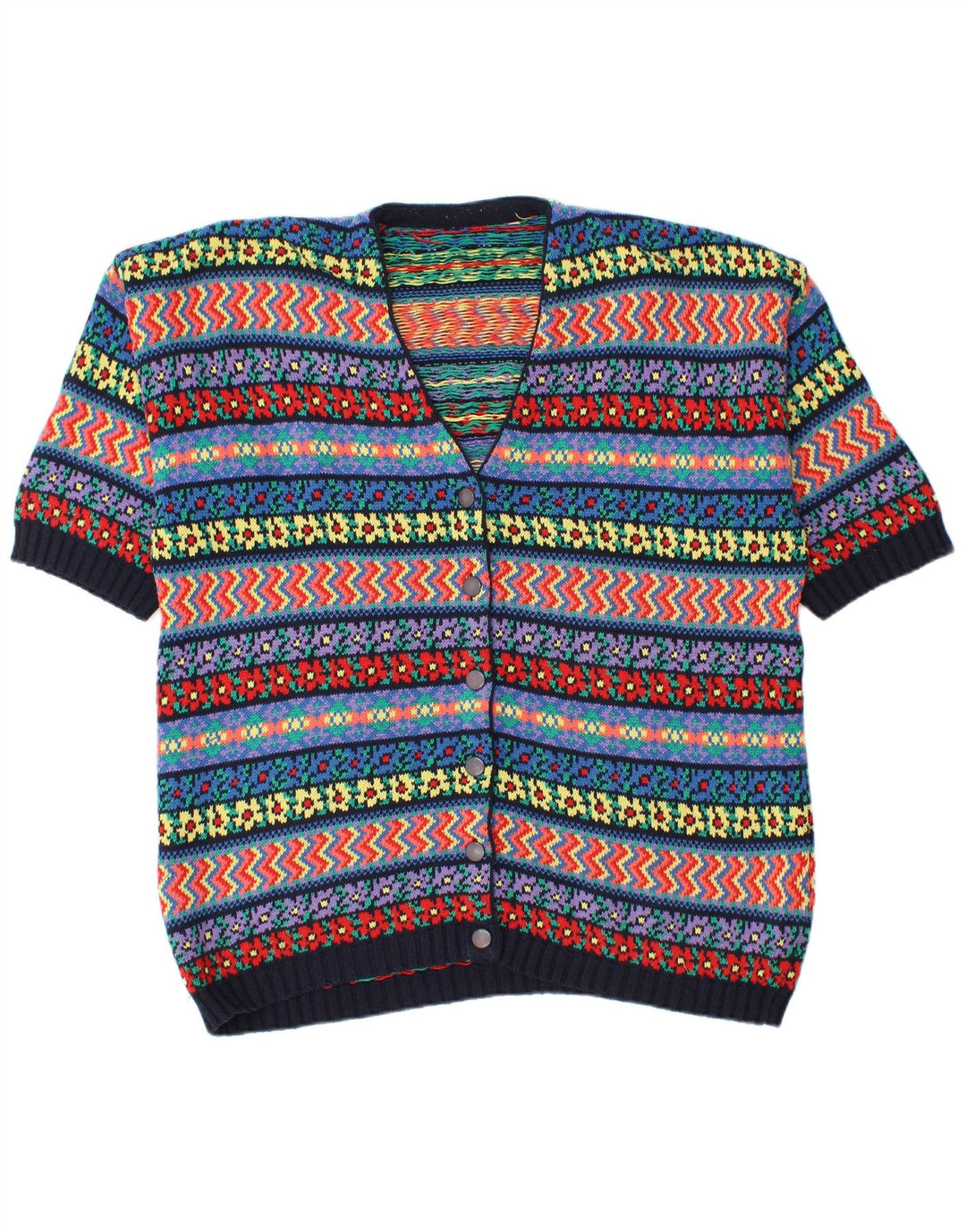 Vintage Womens Oversized Cardigan Sweater UK 16 Large Multicoloured