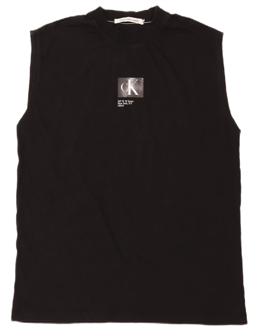 Calvin Klein Jeans Mens Graphic Vest Top Medium Black Cotton