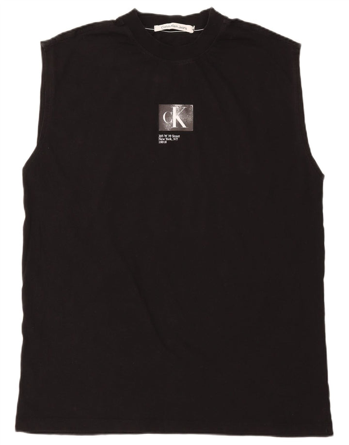 Calvin Klein Jeans Mens Graphic Vest Top Medium Black Cotton
