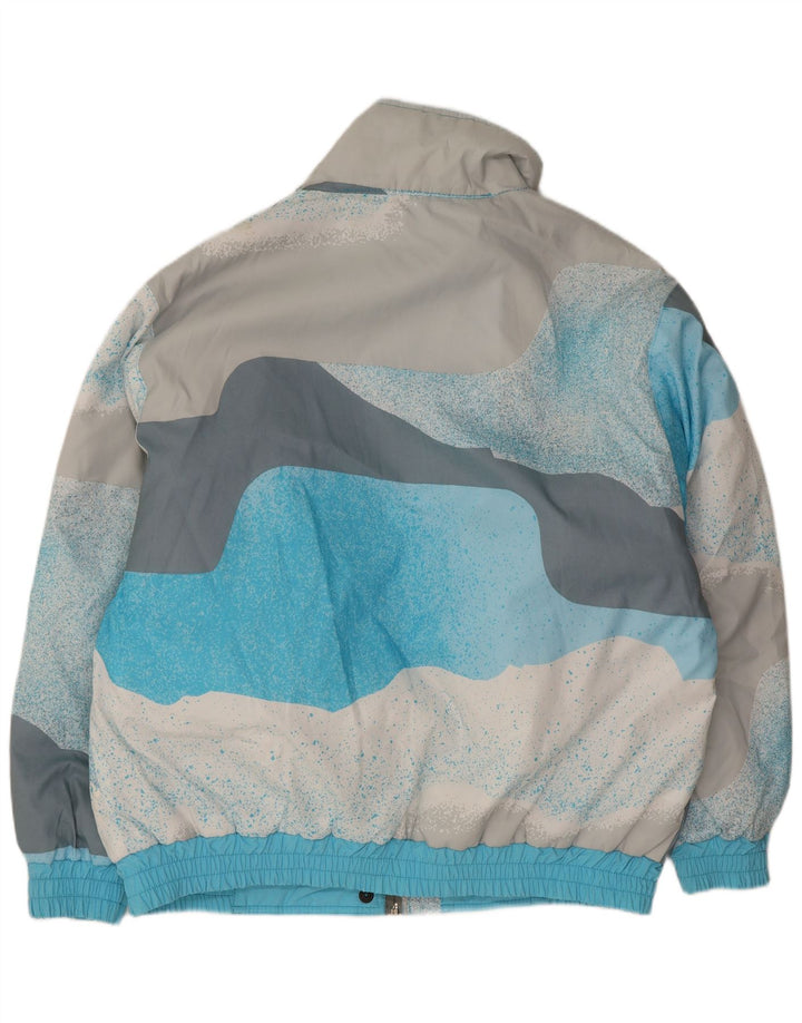 GSL Womens Abstract Pattern Oversized Ski Jacket UK 14 Medium Blue Cotton