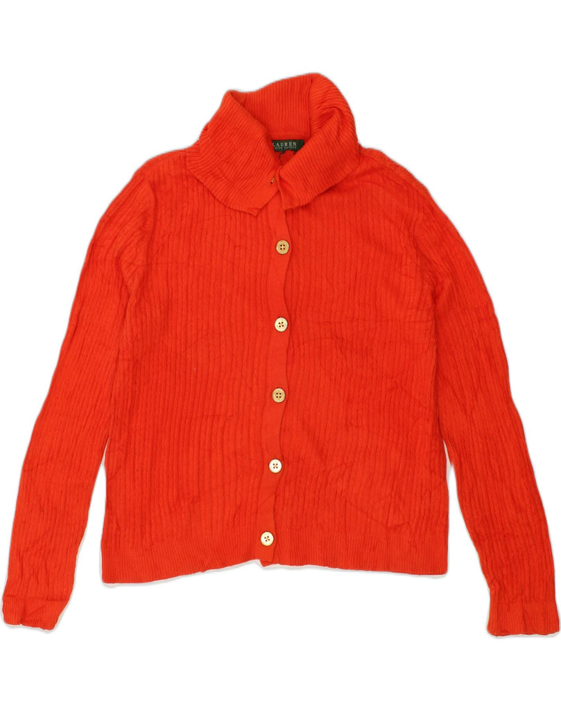 RALPH LAUREN Womens Cardigan Sweater UK 18 XL Red Cotton | Vintage Ralph Lauren | Thrift | Second-Hand Ralph Lauren | Used Clothing | Messina Hembry 