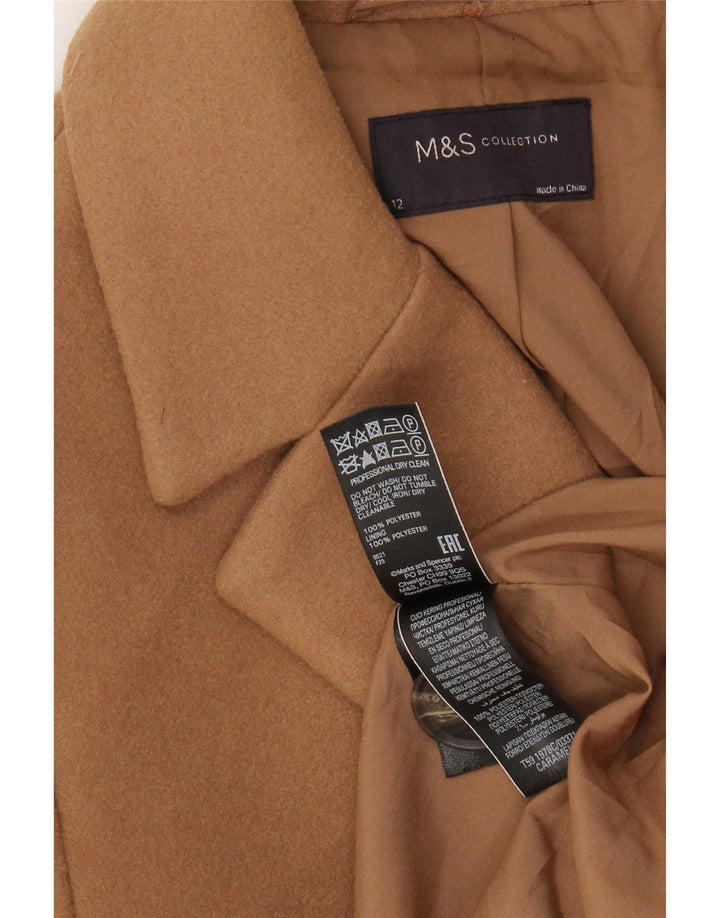 Marks & Spencer Womens Overcoat UK 12 Medium Beige Polyester
