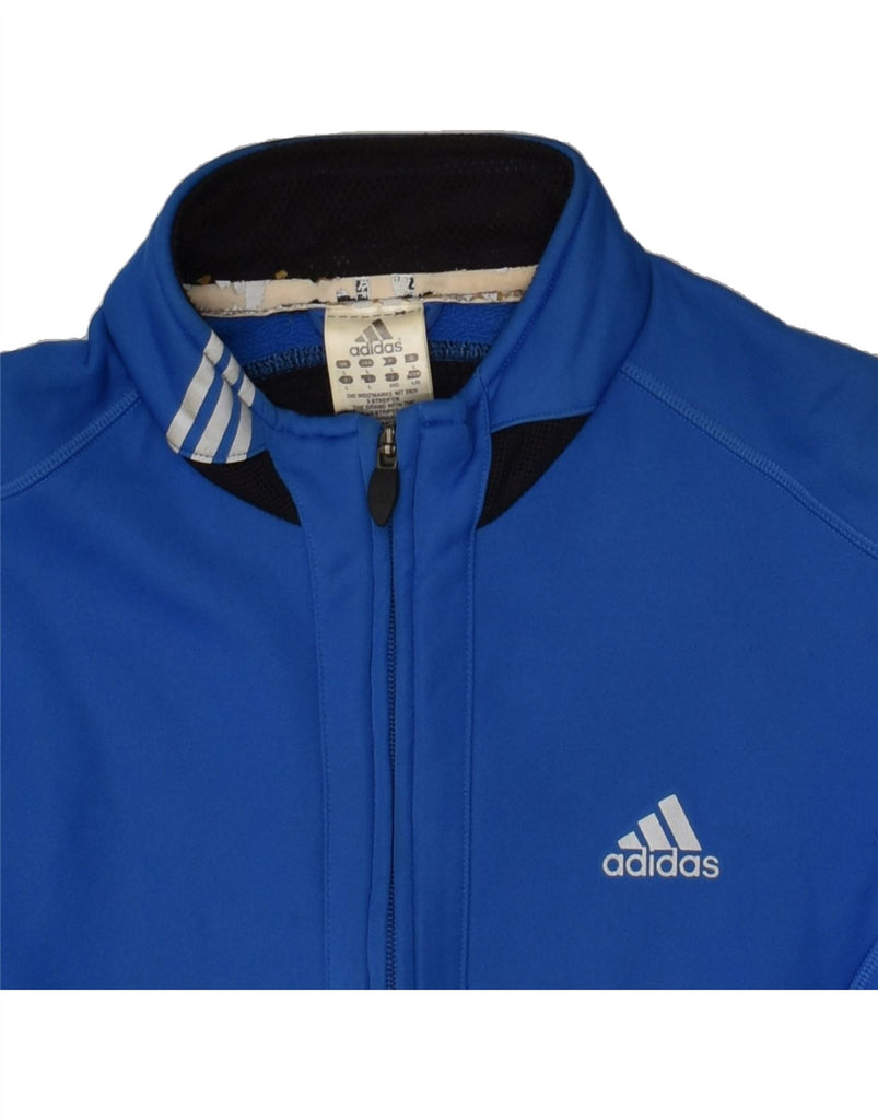 ADIDAS Mens Climawarm Tracksuit Top Jacket Large Blue Colourblock Vintage Adidas and Second-Hand Adidas from Messina Hembry 