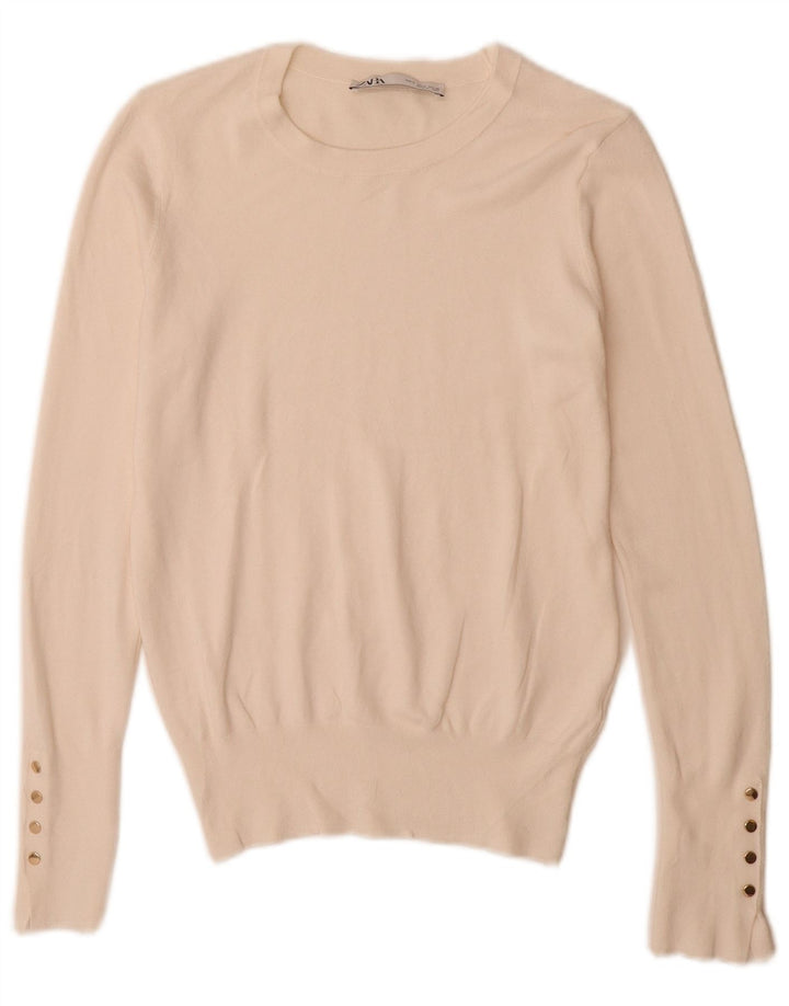 Zara Womens Boat Neck Jumper Sweater UK 10 Small White