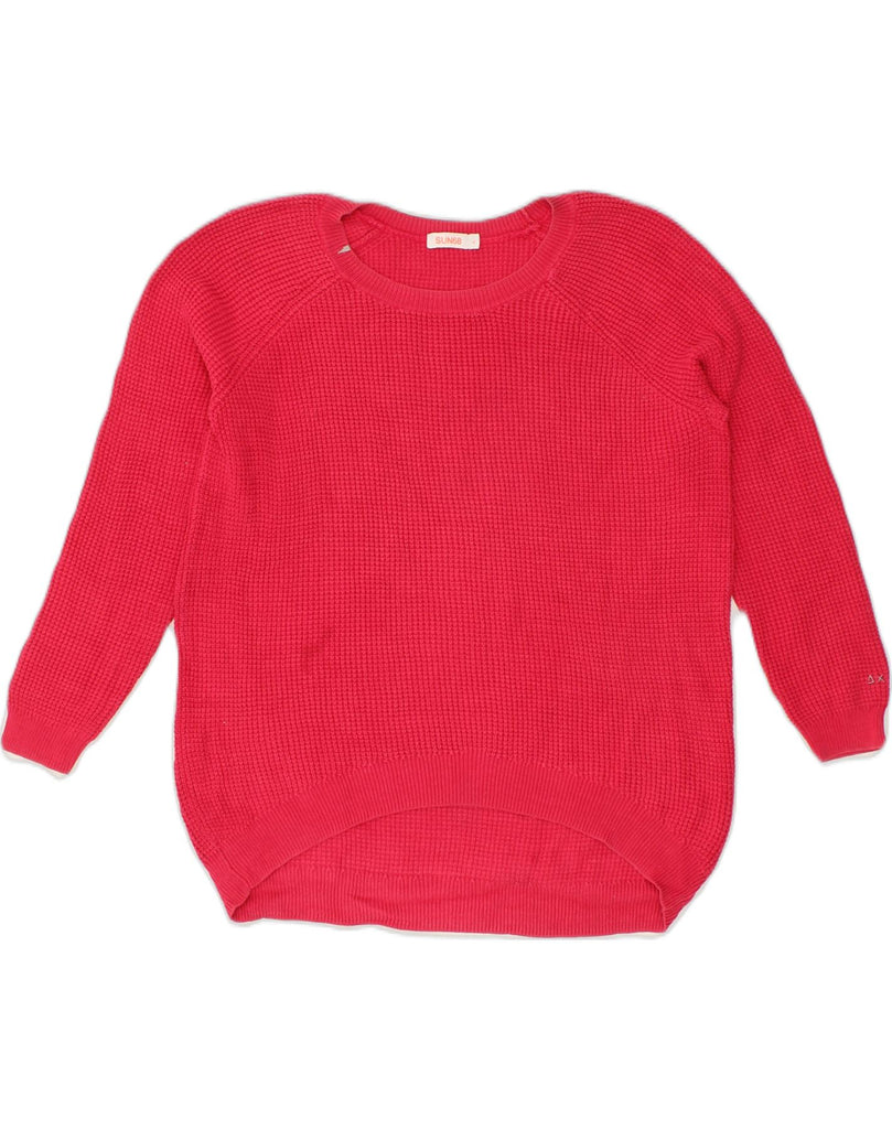 SUN68 Womens Crew Neck Jumper Sweater UK 14 Large Red Cotton | Vintage Sun68 | Thrift | Second-Hand Sun68 | Used Clothing | Messina Hembry 