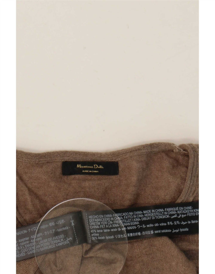 Massimo Dutti Womens Crew Neck Jumper Sweater UK 10 Small Brown