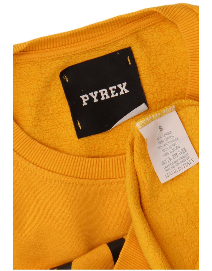 Pyrex Mens Graphic Sweatshirt Jumper Small Yellow Cotton
