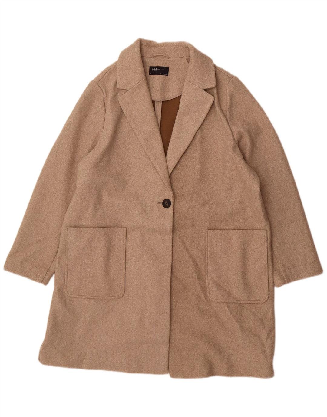 Marks & Spencer Womens Overcoat UK 20 2XL Beige Polyester