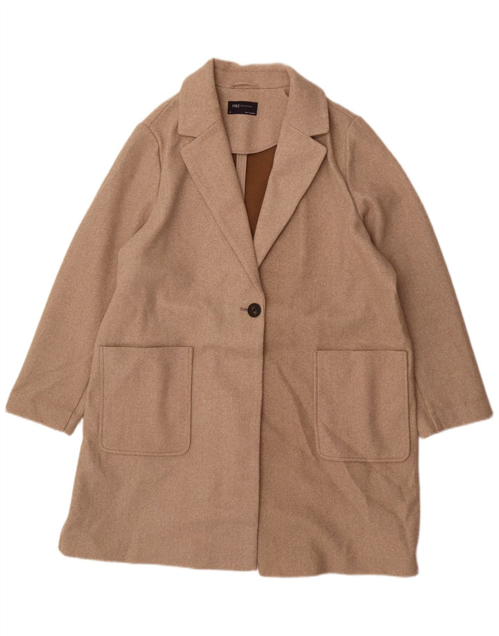 Marks & Spencer Womens Overcoat UK 20 2XL Beige Polyester