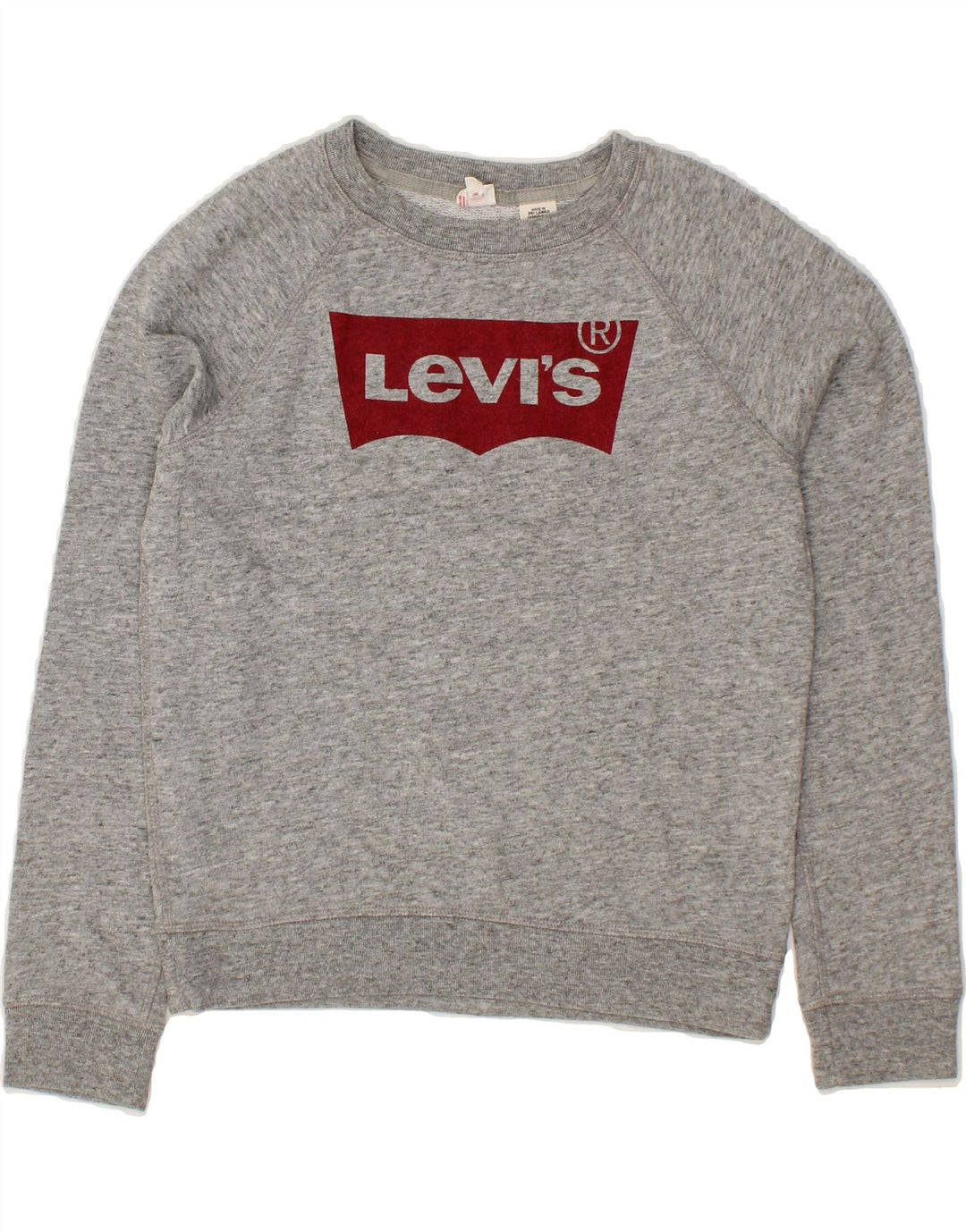 LEVI'S Womens Oversized Crop Graphic Sweatshirt Jumper UK 6 XS Grey Cotton Vintage Levi's and Second-Hand Levi's from Messina Hembry 