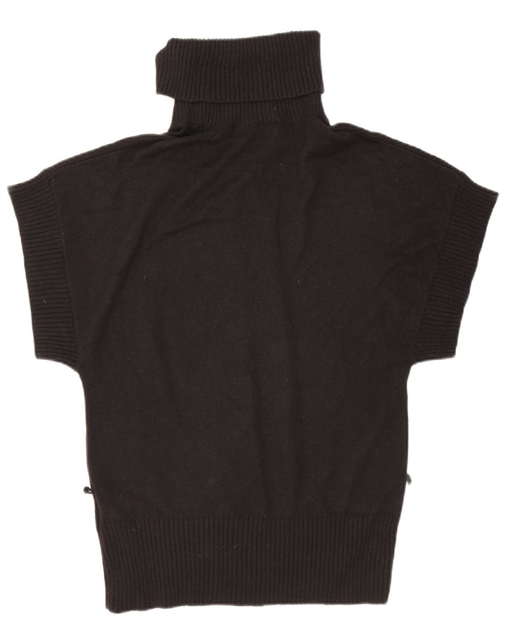 Oasis Womens Short Sleeve Roll Neck Jumper Sweater UK 12 Medium Black