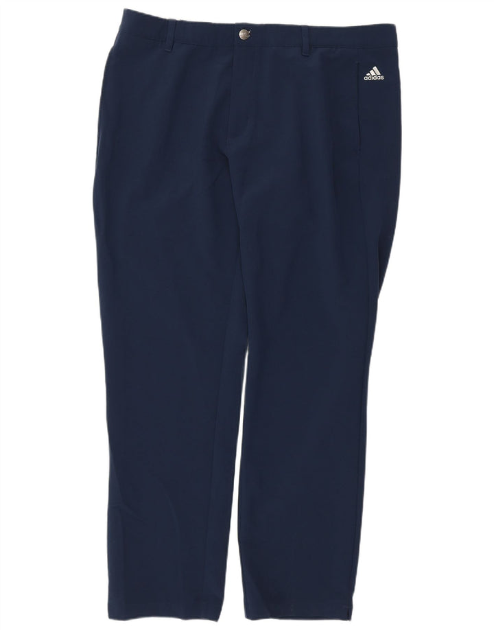 ADIDAS Mens Straight Chino Trousers W38 L32 Navy Blue Polyester