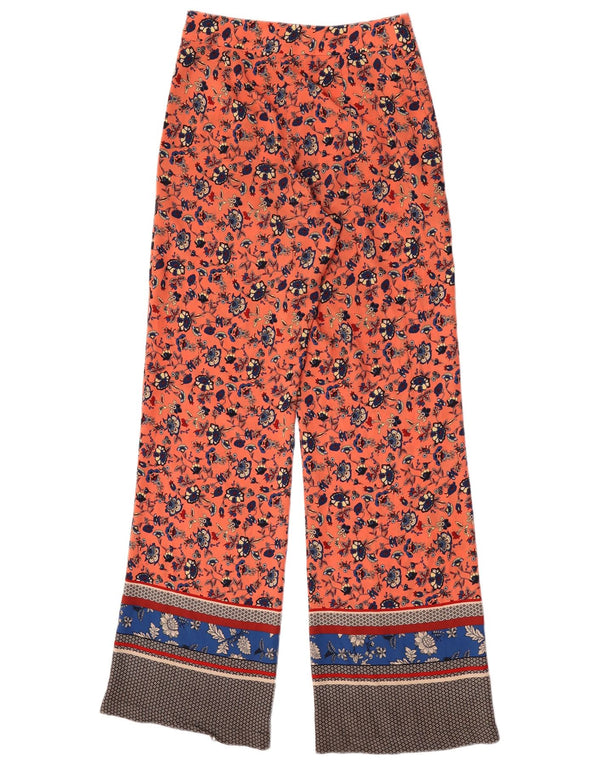 Topshop Womens Wide Leg Casual Trousers UK 8 Small W25 L32 Orange Floral