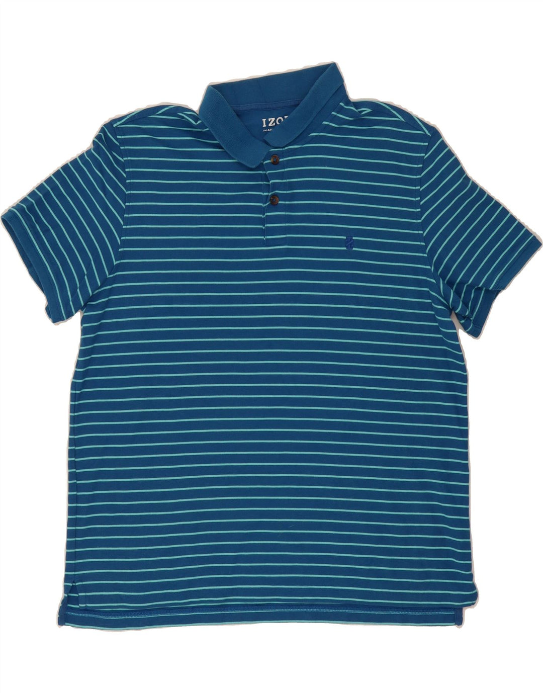 IZOD Mens Polo Shirt XL Blue Striped Cotton Vintage Izod and Second-Hand Izod from Messina Hembry 