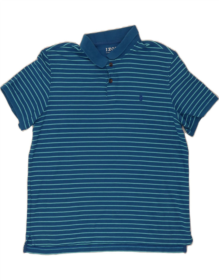 IZOD Mens Polo Shirt XL Blue Striped Cotton Vintage Izod and Second-Hand Izod from Messina Hembry 