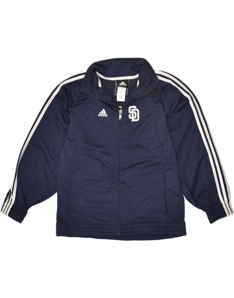 ADIDAS Boys Graphic Tracksuit Top Jacket 6-7 Years Large Navy Blue | Vintage Adidas | Thrift | Second-Hand Adidas | Used Clothing | Messina Hembry 