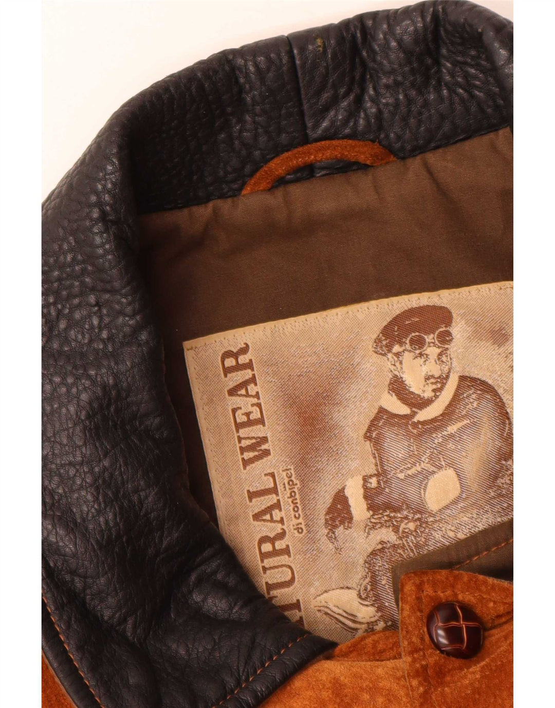Conbipel Mens Natural Wear Suede Overcoat UK 40 Large Brown Leather