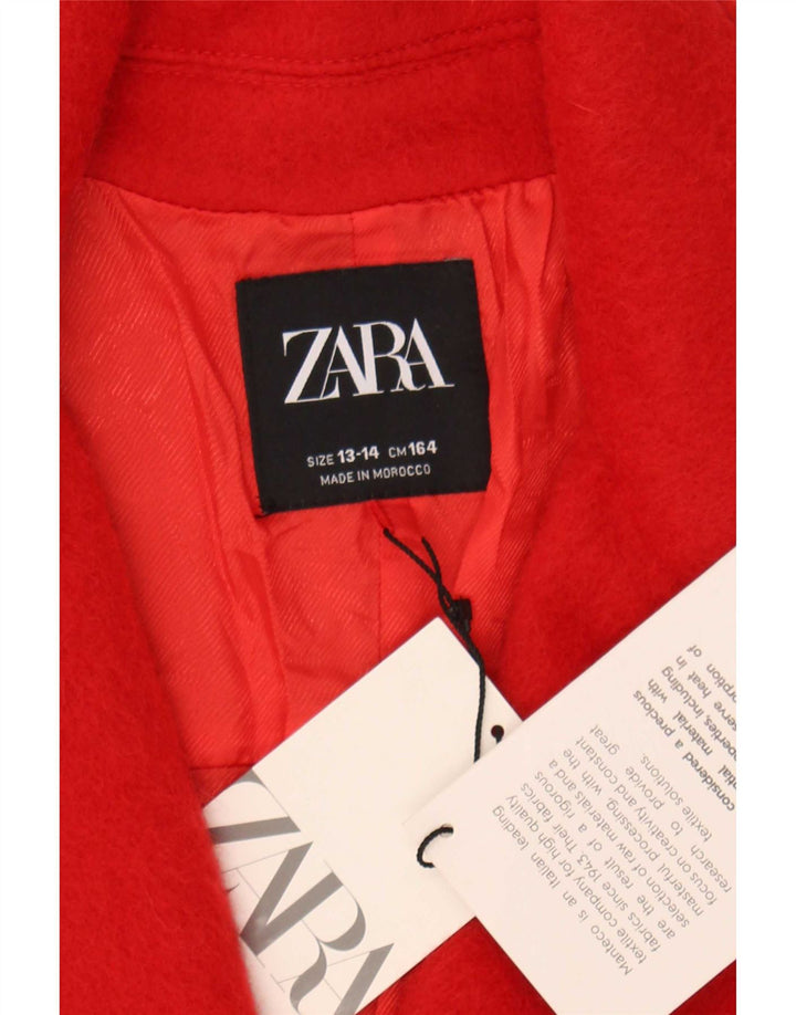 Zara Girls Double Breasted Blazer Jacket 13-14 Years Red Wool