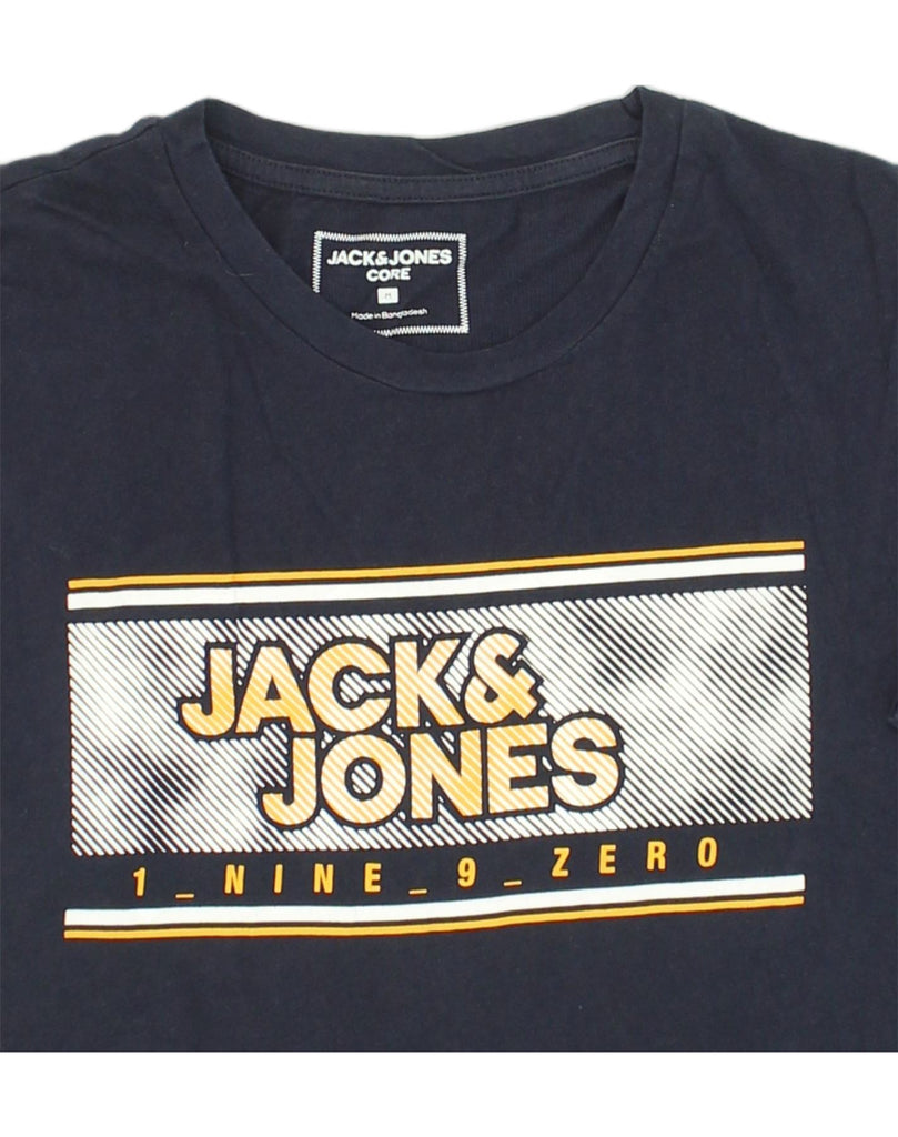 JACK & JONES Mens Graphic T-Shirt Top Medium Navy Blue Cotton | Vintage Jack & Jones | Thrift | Second-Hand Jack & Jones | Used Clothing | Messina Hembry 