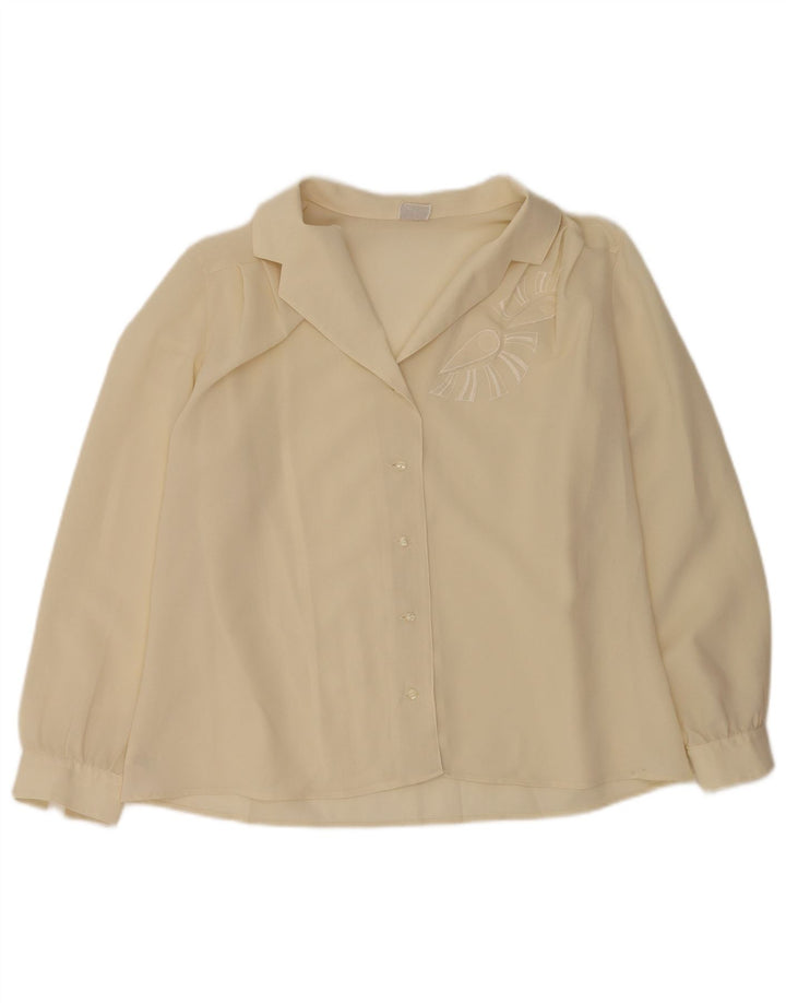 Vintage Womens Shirt Blouse IT 47 XL Beige Polyester