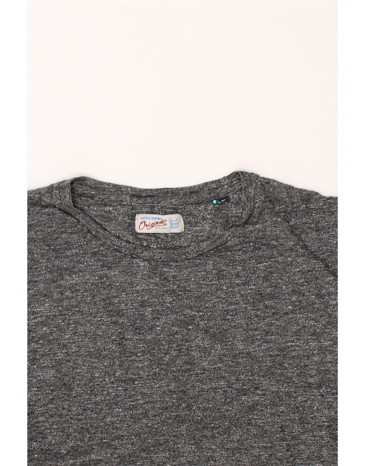 JACK & JONES Mens Top Long Sleeve Medium Grey Flecked Polyester Vintage Jack & Jones and Second-Hand Jack & Jones from Messina Hembry 
