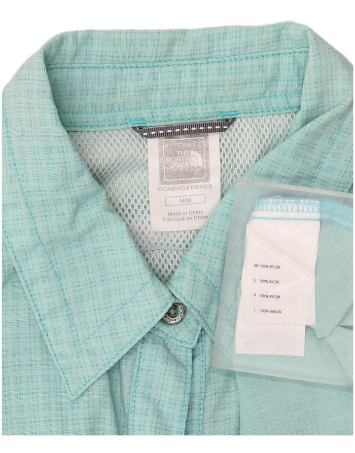 THE NORTH FACE Womens Short Sleeve Shirt UK 14 Medium Turquoise Check