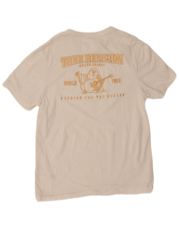 True Religion Mens Graphic T-Shirt Top Medium White Cotton