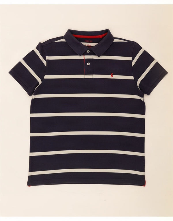 Joules Mens Polo Shirt Medium Navy Blue Striped Cotton