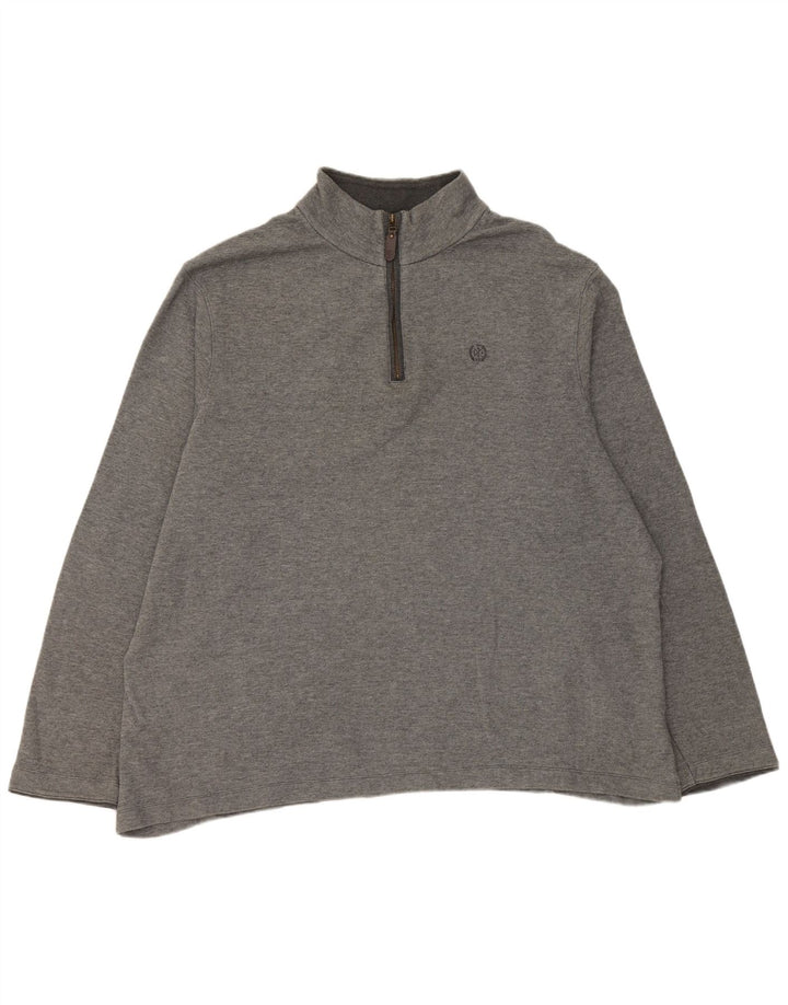 Marks & Spencer Mens Zip Neck Sweatshirt Jumper UK 47/49 2XL Grey