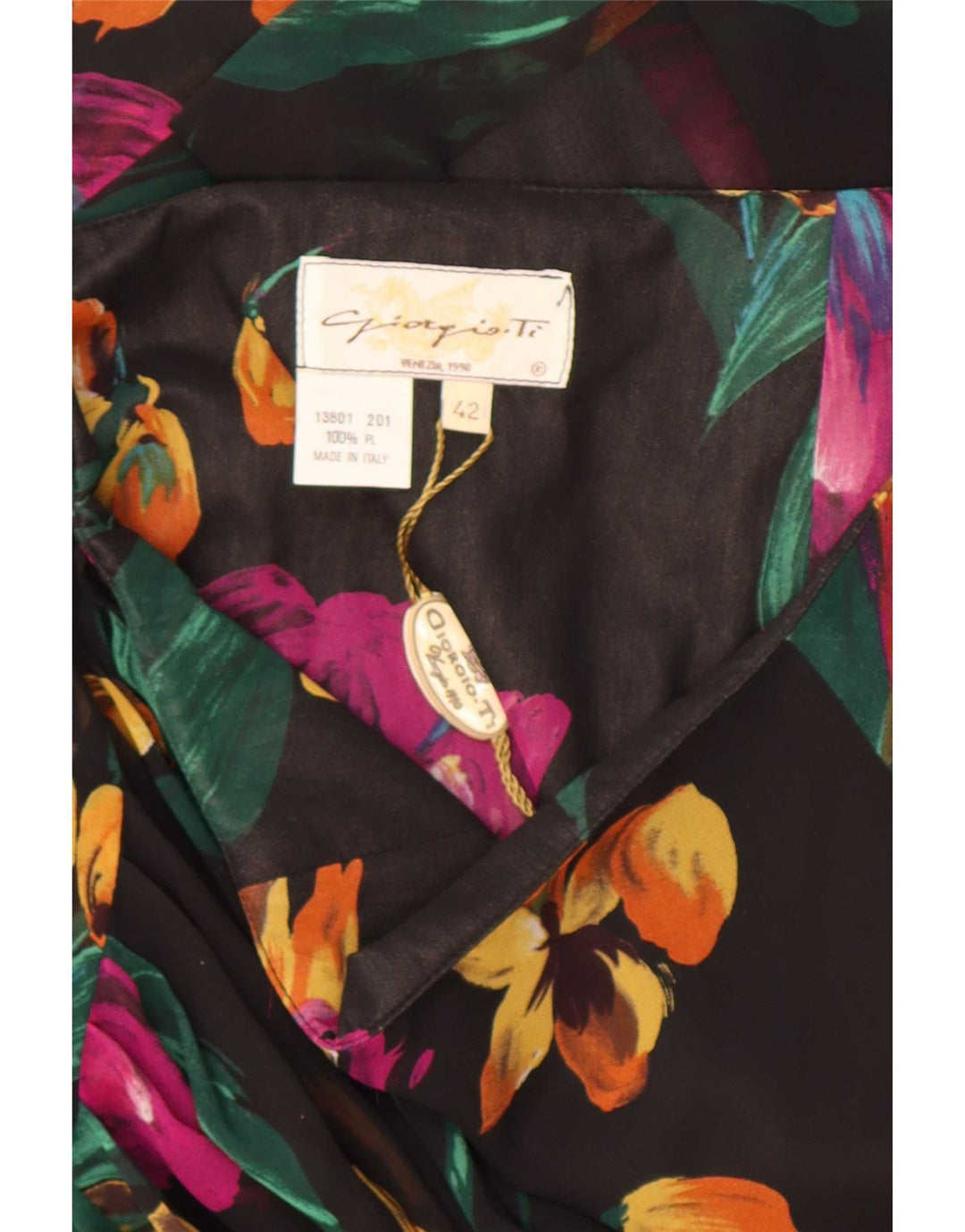 Giorgio Ti Womens Pleated A-Line Skirt IT 42 Medium Black Floral Polyester