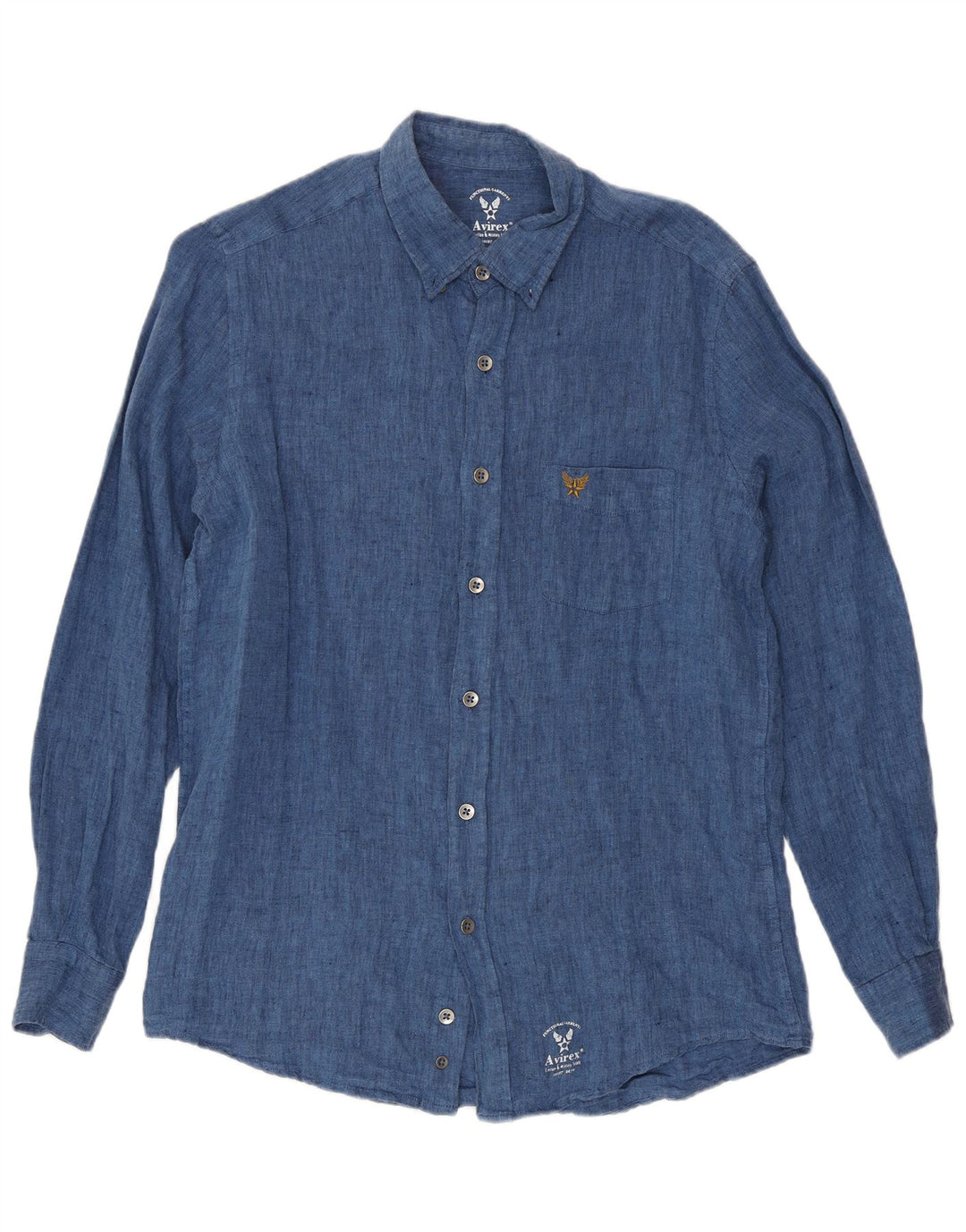Avirex Mens Shirt Medium Navy Blue Linen