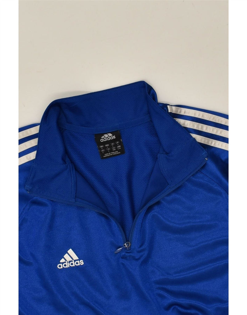 ADIDAS Mens Climacool Zip Neck T-Shirt Top Large Blue Polyester Vintage Adidas and Second-Hand Adidas from Messina Hembry 