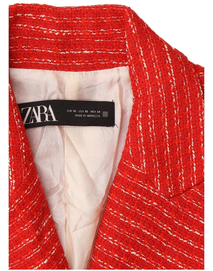Zara Womens Double Breasted Blazer Jacket UK 6 XS Red Striped