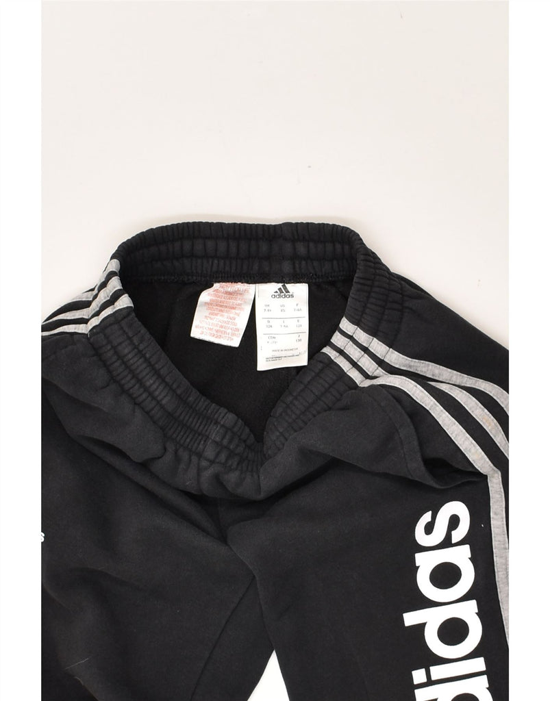 ADIDAS Boys Graphic Tracksuit Trousers Joggers 7-8 Years Black Cotton | Vintage Adidas | Thrift | Second-Hand Adidas | Used Clothing | Messina Hembry 