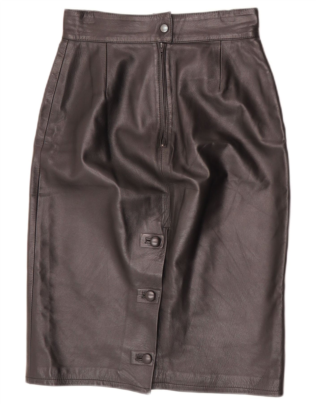 Vintage Womens Leather Skirt W24 XS Black