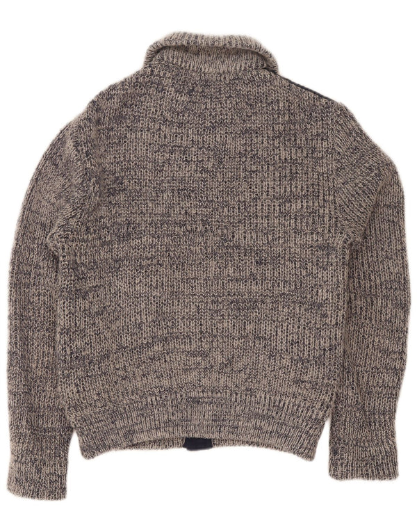 Mark Astor Mens Cardigan Sweater Small Navy Blue Flecked Polyacrylic