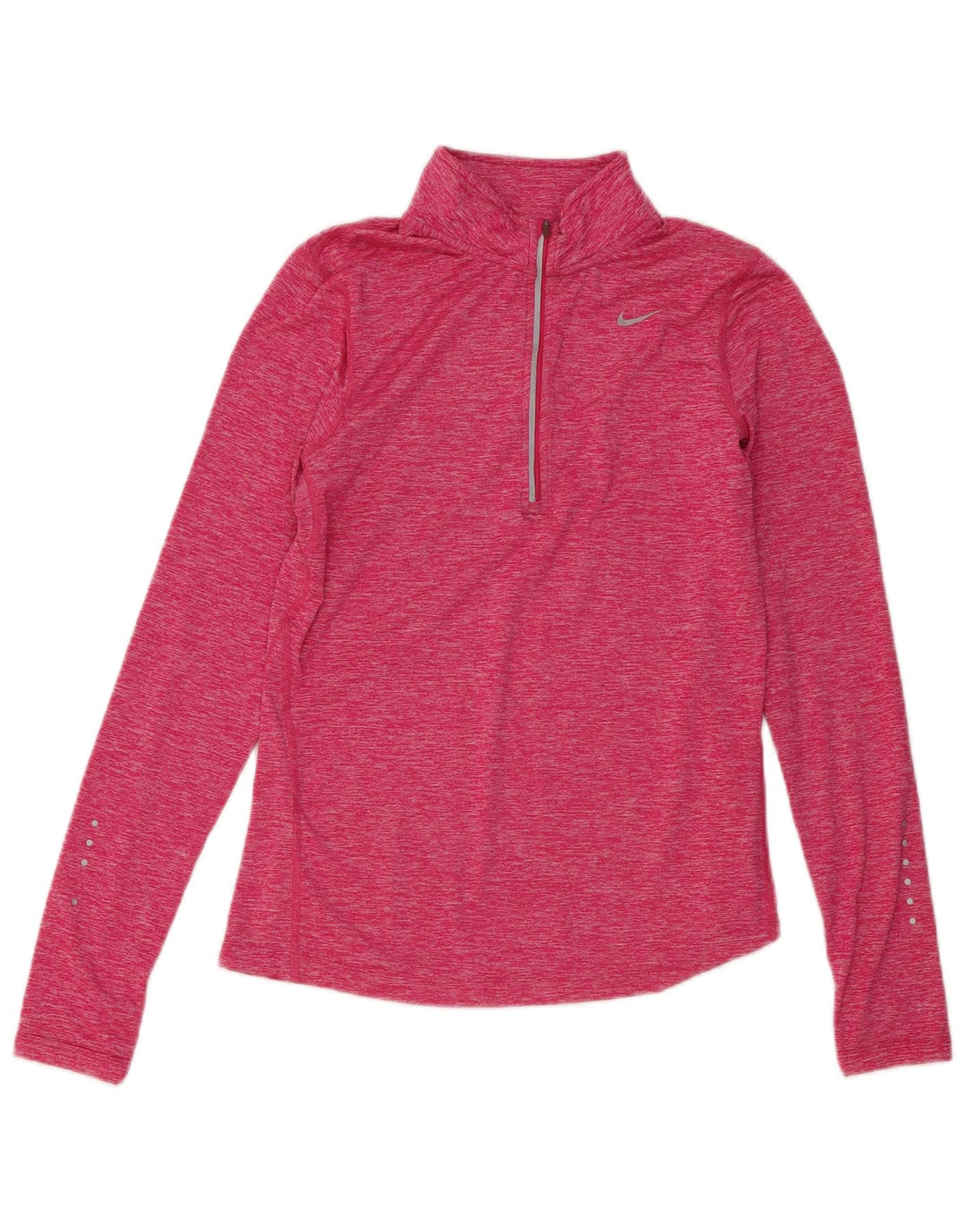 Nike Womens Zip Neck Pullover Tracksuit Top UK 10 Small Pink Polyester