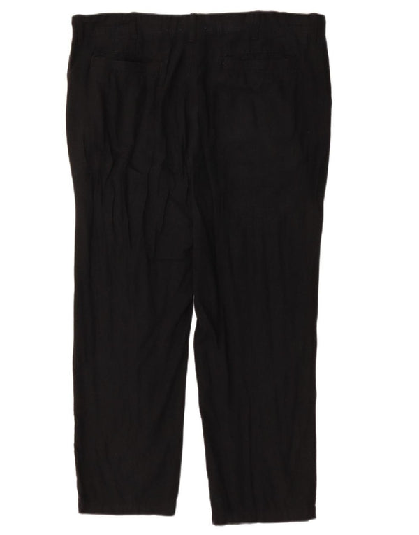 MARKS & SPENCER Mens Regular Fit Chino Trousers W38 L29 Black Linen