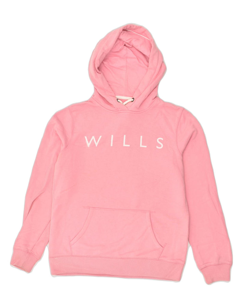 JACK WILLS Womens Loose Fit Graphic Hoodie Jumper UK 10 Small Pink Cotton | Vintage Jack Wills | Thrift | Second-Hand Jack Wills | Used Clothing | Messina Hembry 