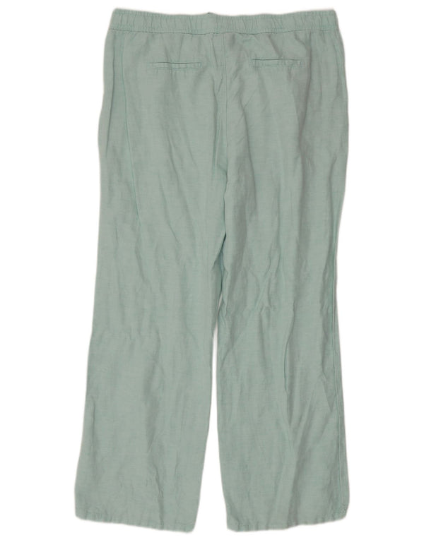 MARKS & SPENCER Womens Wide Leg Chino Trousers UK 16 Large W36 L29 Blue