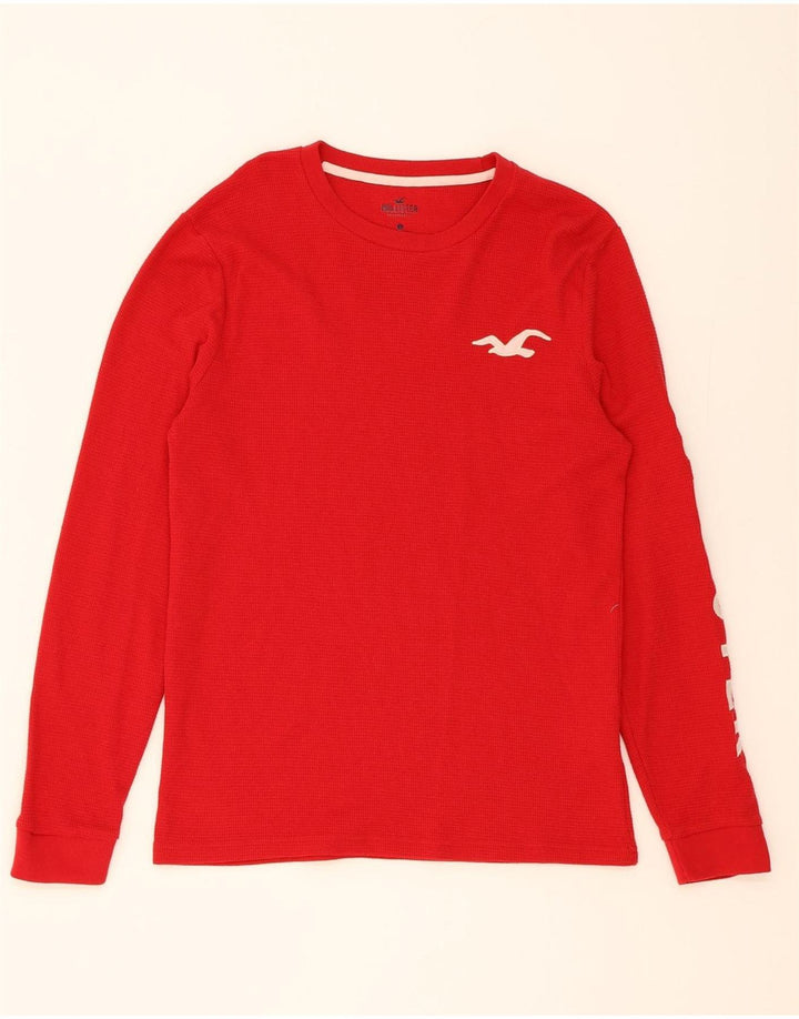 HOLLISTER Mens Graphic Top Long Sleeve Small Red Cotton Vintage Hollister and Second-Hand Hollister from Messina Hembry 