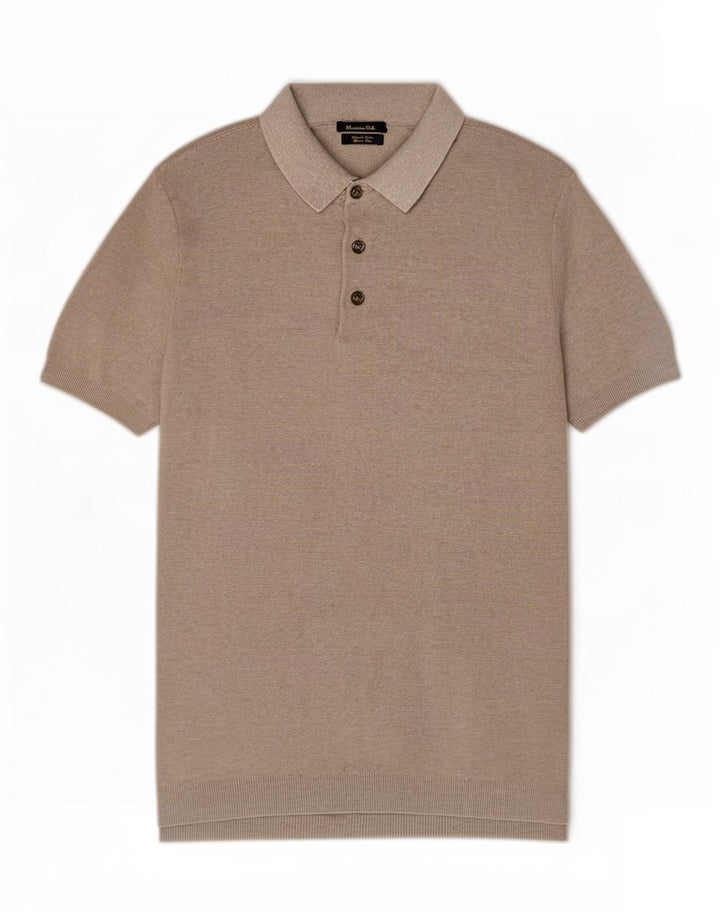 Massimo Dutti Mens Polo Shirt Large Grey Cotton