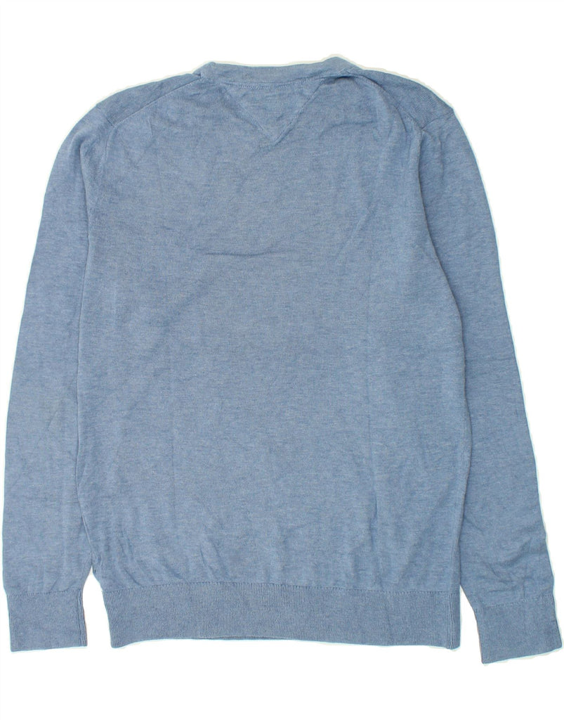 TOMMY HILFIGER Mens Crew Neck Jumper Sweater Medium Blue Cotton | Vintage Tommy Hilfiger | Thrift | Second-Hand Tommy Hilfiger | Used Clothing | Messina Hembry 