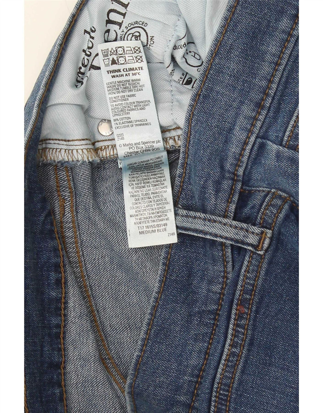 Marks & Spencer Womens Slim Jeans W30 L31 Blue Cotton