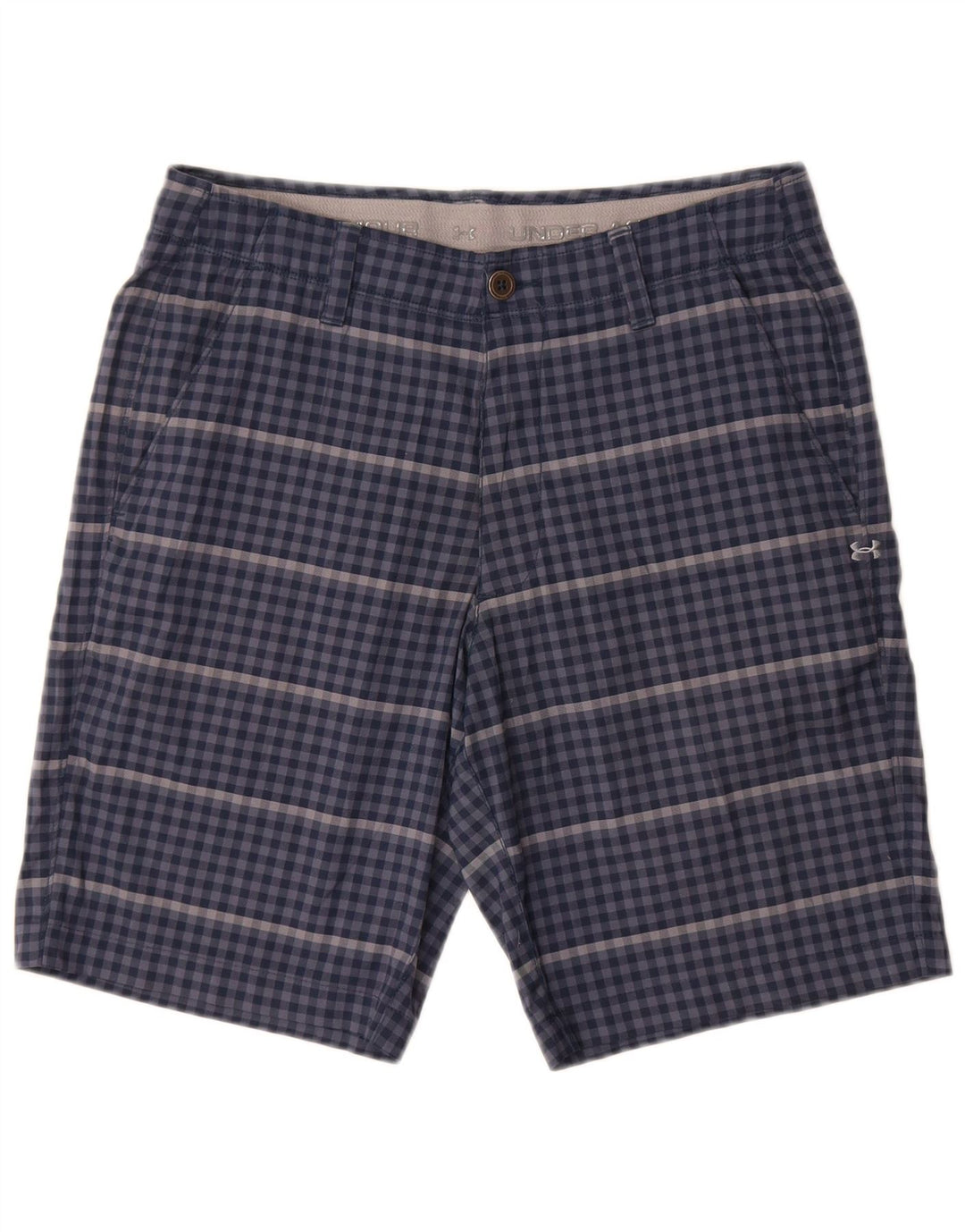 Under Armour Mens Chino Shorts W32 Medium Blue Gingham Polyester