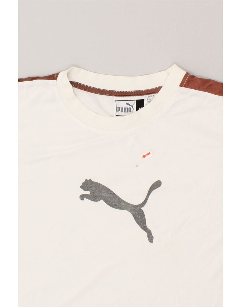 PUMA Mens T-Shirt Top Medium White Colourblock Vintage Puma and Second-Hand Puma from Messina Hembry 